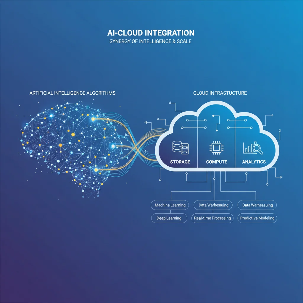 Infographic illustrating AI integration with cloud infrastructure