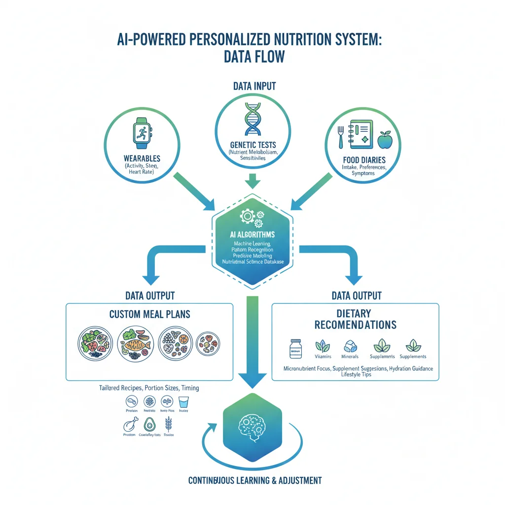 Infographic demonstrating AI data flow for personalized nutrition plans