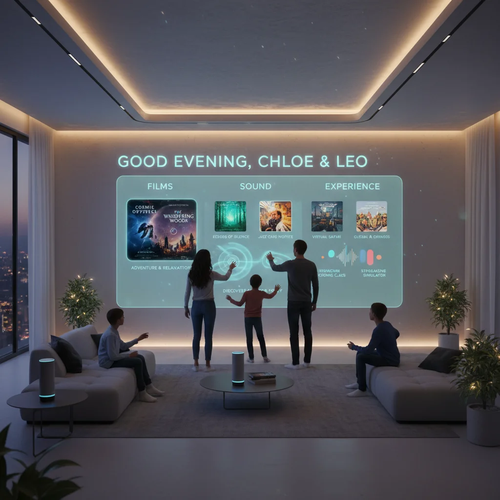 AI-powered personalized entertainment recommendations on smart home interface