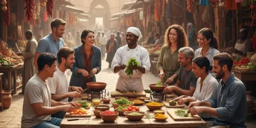 Group cooking local cuisine, cultural immersion