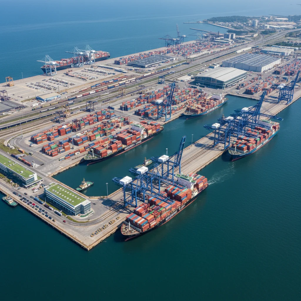 Modern port infrastructure developed through international cooperation