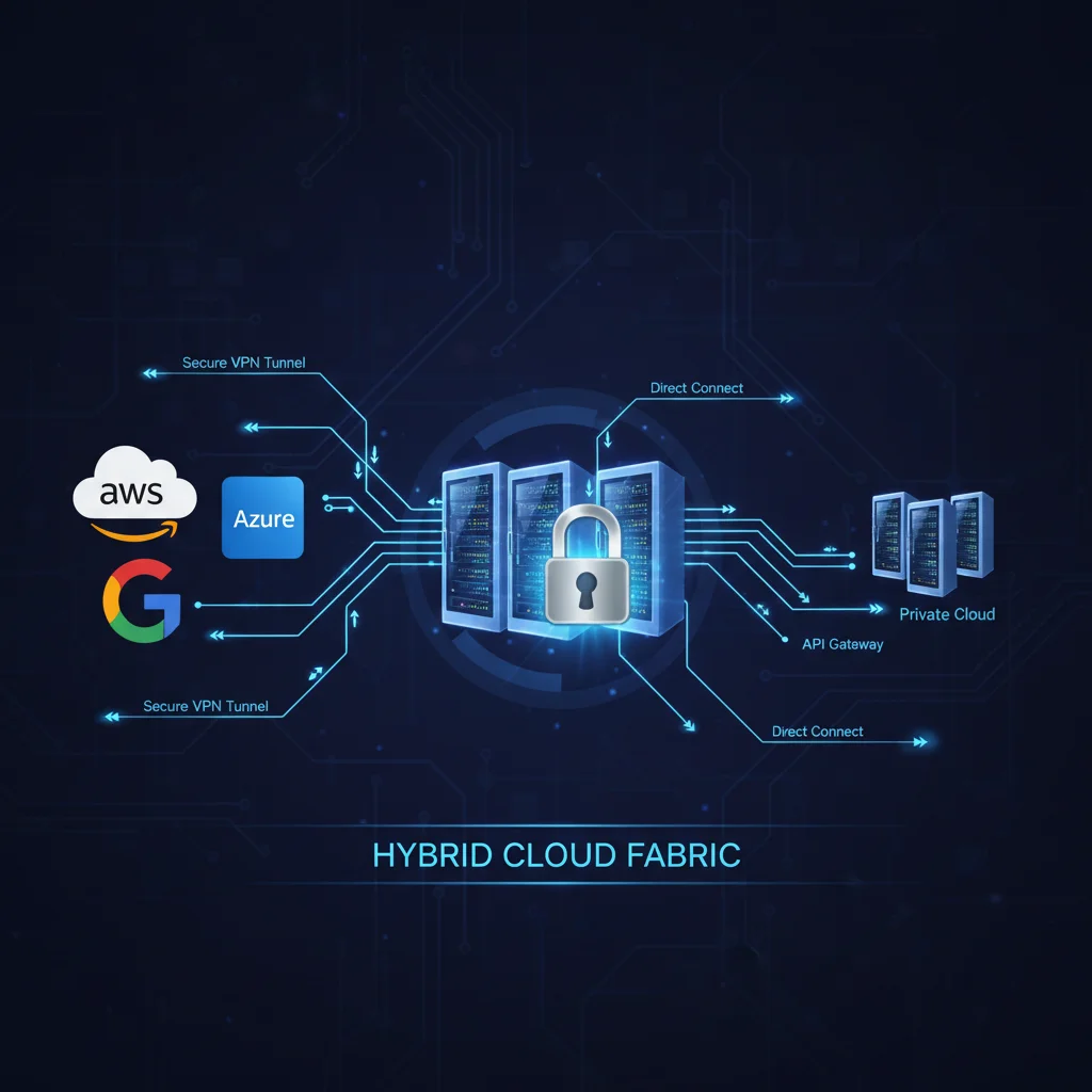 Network diagram of a secure hybrid cloud environment