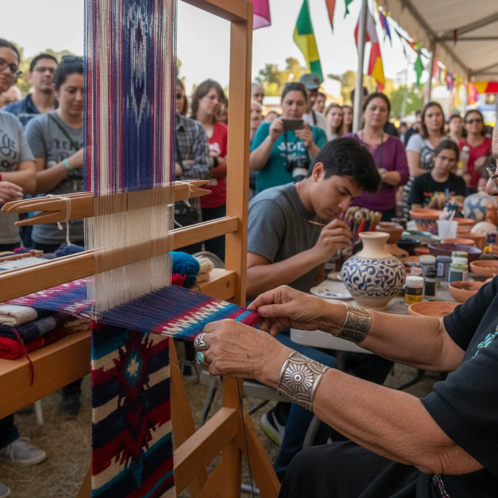 Intricate traditional craftsmanship demonstration at cultural festival