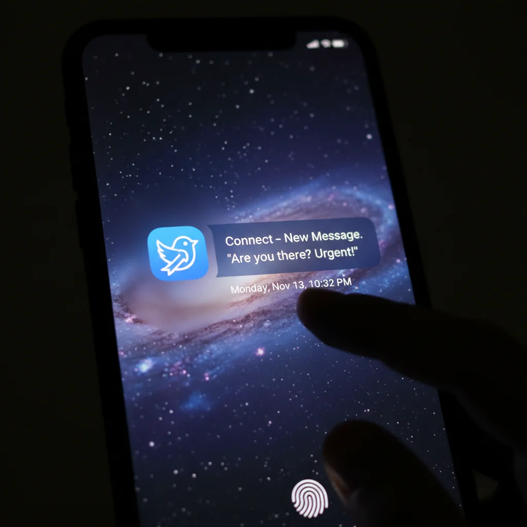 Smartphone lock screen with distracting social media notification.