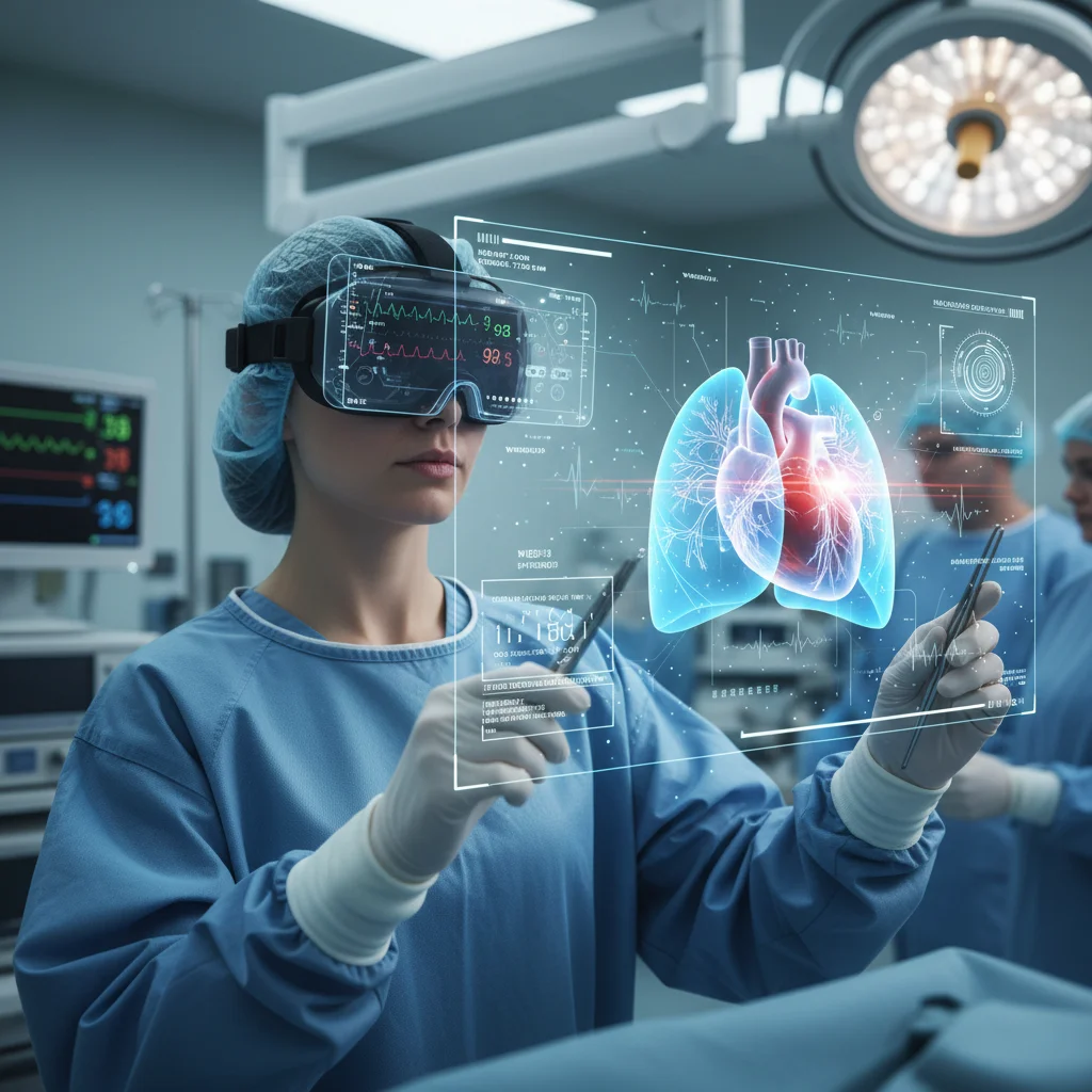 Healthcare professional utilizing augmented reality for medical training and surgical planning