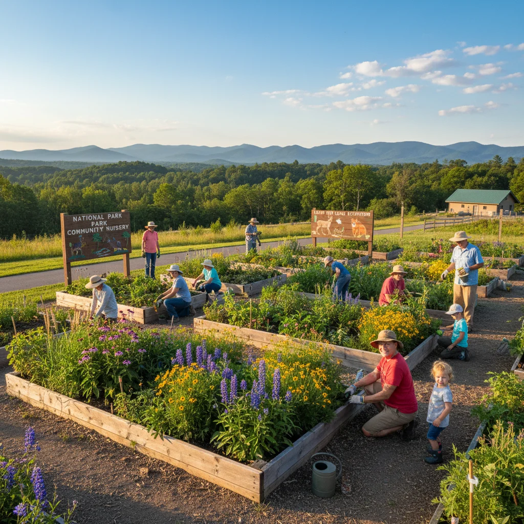 Community garden in national park, promoting local engagement and environmental education.