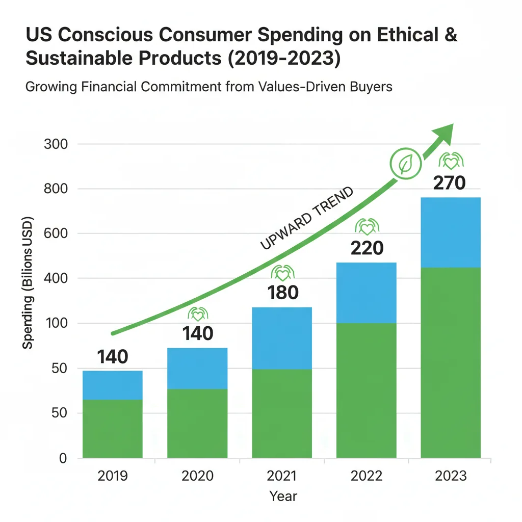 Graph illustrating rising consumer spending on ethical products