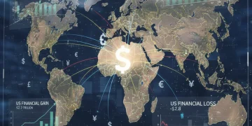 Global geopolitical map illustrating shifting alliances and financial repercussions for the US.